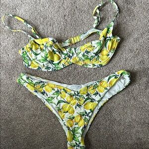 Weworewhat Lydia lemon print bikini top and bottom